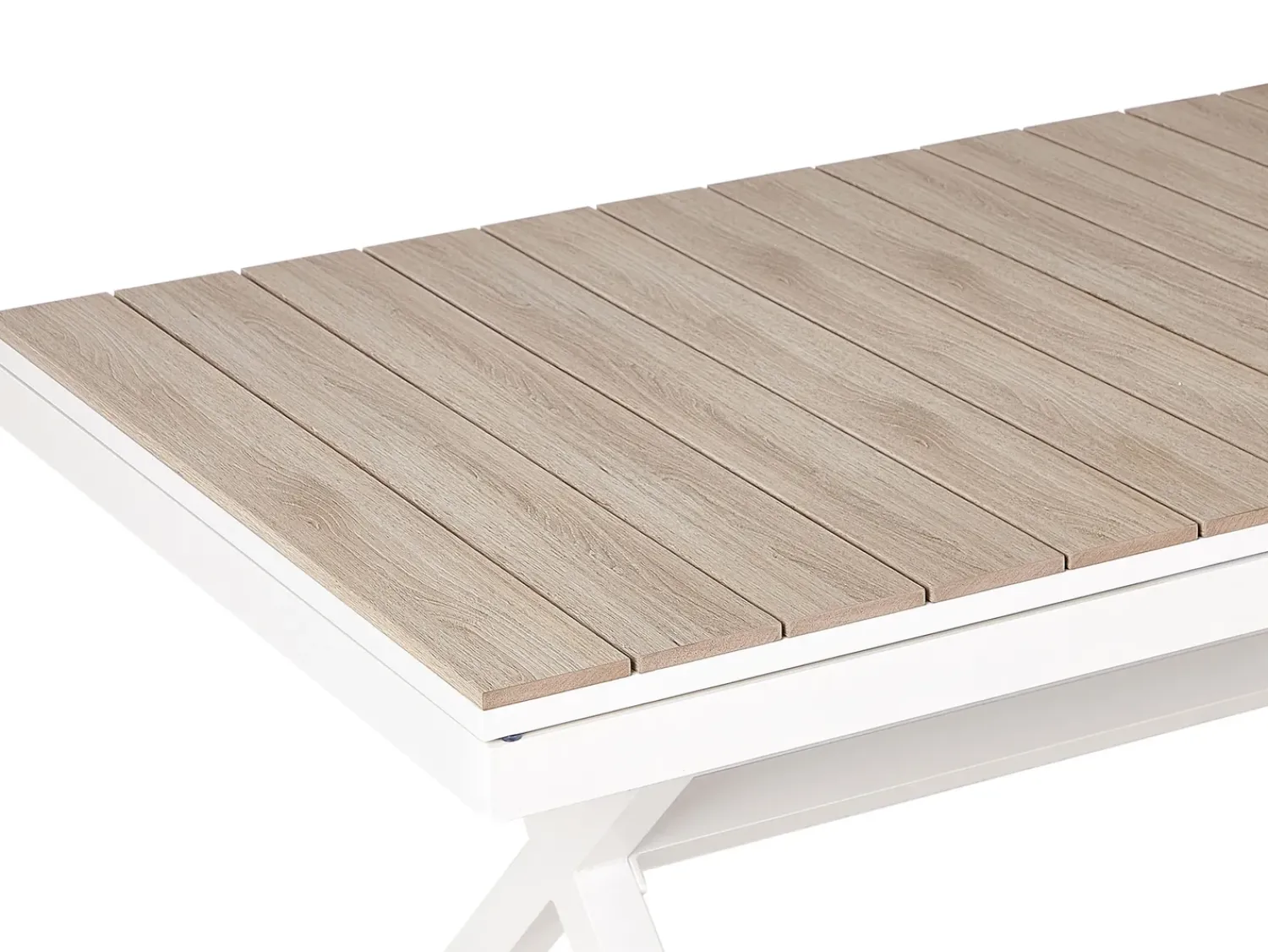 Sale Beliani Tavolo da pranzo allungabile da giardino FANES 184/242 cm 90 cm Metallo Bianco Bianco Marrone