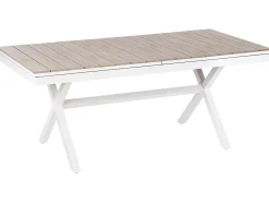 Sale Beliani Tavolo da pranzo allungabile da giardino FANES 184/242 cm 90 cm Metallo Bianco Bianco Marrone