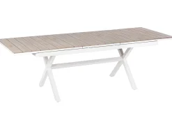Sale Beliani Tavolo da pranzo allungabile da giardino FANES 184/242 cm 90 cm Metallo Bianco Bianco Marrone