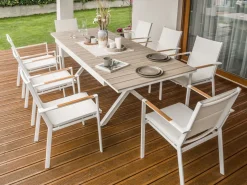 Sale Beliani Tavolo da pranzo allungabile da giardino FANES 184/242 cm 90 cm Metallo Bianco Bianco Marrone