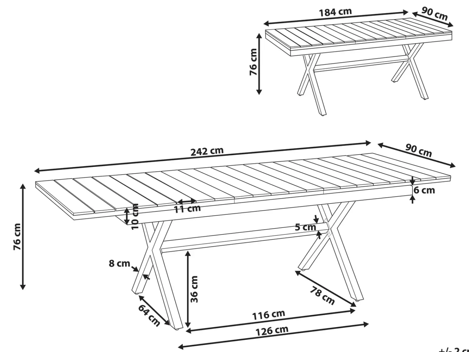 Sale Beliani Tavolo da pranzo allungabile da giardino FANES 184/242 cm 90 cm Metallo Bianco Bianco Marrone