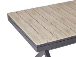 Beliani Tavolo da pranzo allungabile da giardino FANES 184/242 cm 90 cm Metallo Grigio grafite Grigio Marrone