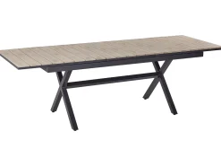 Beliani Tavolo da pranzo allungabile da giardino FANES 184/242 cm 90 cm Metallo Grigio grafite Grigio Marrone