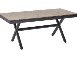 Beliani Tavolo da pranzo allungabile da giardino FANES 184/242 cm 90 cm Metallo Grigio grafite Grigio Marrone