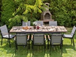 Beliani Tavolo da pranzo allungabile da giardino FANES 184/242 cm 90 cm Metallo Grigio grafite Grigio Marrone