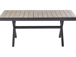 Beliani Tavolo da pranzo allungabile da giardino FANES 184/242 cm 90 cm Metallo Grigio grafite Grigio Marrone