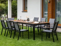 Best Beliani Tavolo da pranzo allungabile da giardino TOFANE 198/248 cm 90 cm Marrone Marrone Nero