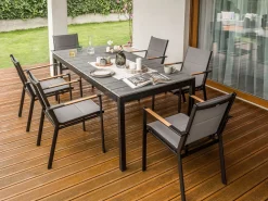 Clearance Beliani Tavolo da pranzo allungabile da giardino TOFANE 198/248 cm 90 cm Grigio Grigio Nero