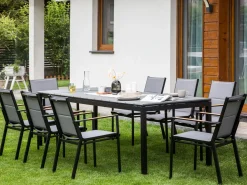 Clearance Beliani Tavolo da pranzo allungabile da giardino TOFANE 198/248 cm 90 cm Grigio Grigio Nero