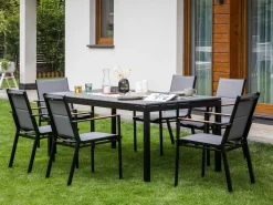Clearance Beliani Tavolo da pranzo allungabile da giardino TOFANE 198/248 cm 90 cm Grigio Grigio Nero