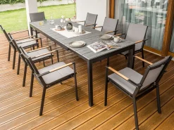 Clearance Beliani Tavolo da pranzo allungabile da giardino TOFANE 198/248 cm 90 cm Grigio Grigio Nero