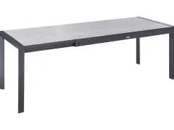 Sale Beliani Tavolo da pranzo allungabile da giardino BINASCO 160/220 cm 90 cm Effetto pietra Grigio Grigio Nero