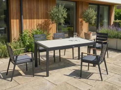 Online Beliani Tavolo da pranzo allungabile da giardino BINASCO 160/220 cm 90 cm Beige Beige Nero