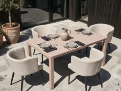 Discount Beliani Tavolo da pranzo allungabile da giardino ARDESIO 160/220 cm 90 cm Metallo sabbia Beige