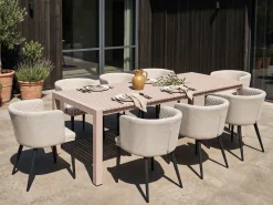 Discount Beliani Tavolo da pranzo allungabile da giardino ARDESIO 160/220 cm 90 cm Metallo sabbia Beige