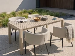 Discount Beliani Tavolo da pranzo allungabile da giardino ARDESIO 160/220 cm 90 cm Metallo sabbia Beige