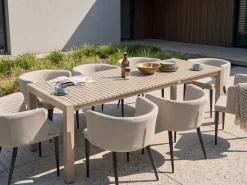 Discount Beliani Tavolo da pranzo allungabile da giardino ARDESIO 160/220 cm 90 cm Metallo sabbia Beige