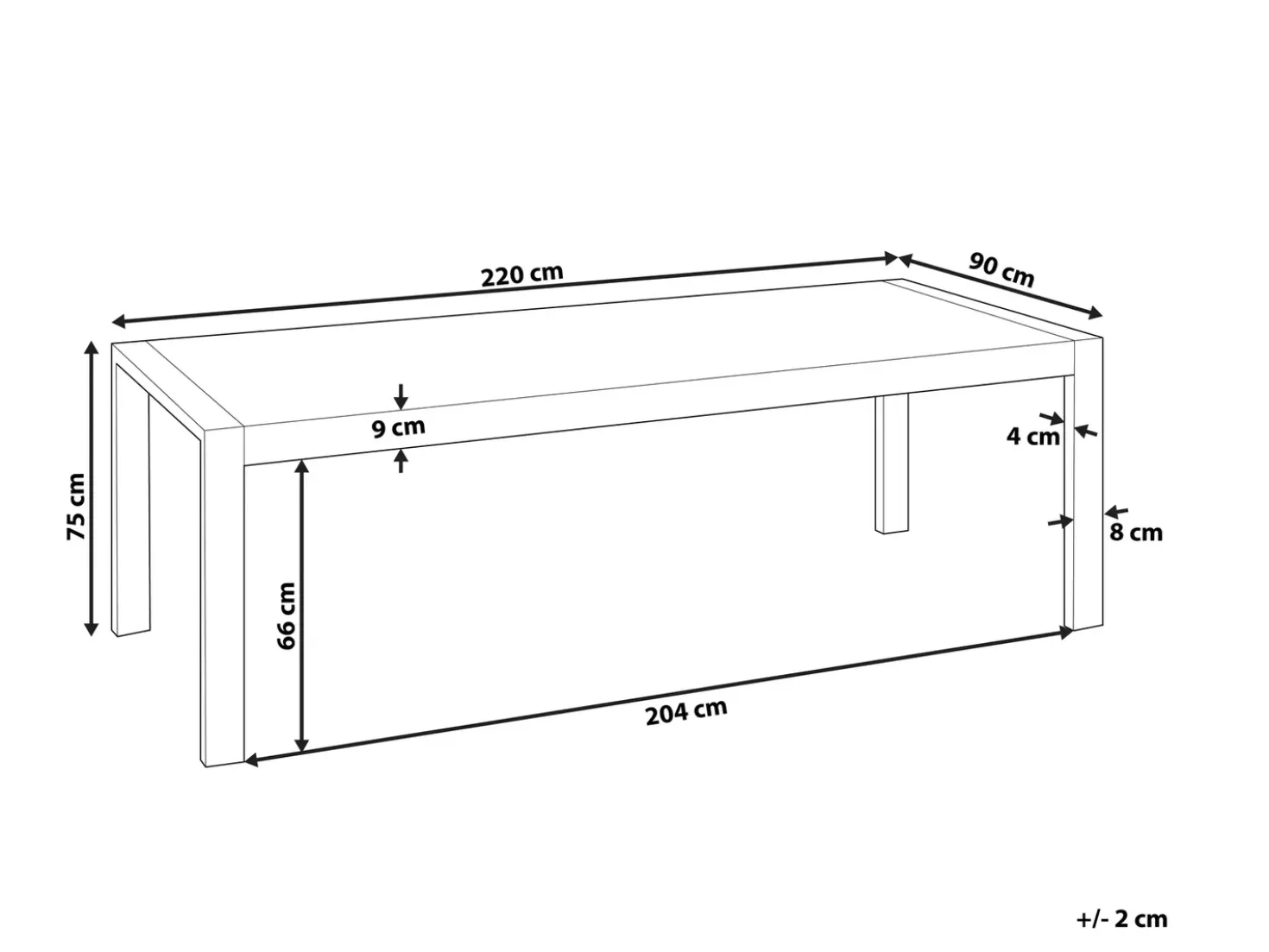 Tavolo da pranzo ARCTIC Argento 220 cm 90 cm