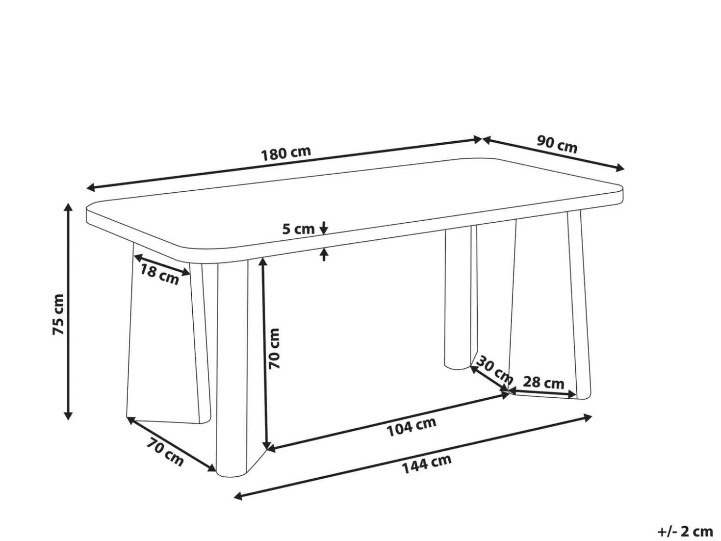 Tavolo da pranzo ATLIN Nero 180 cm 90 cm