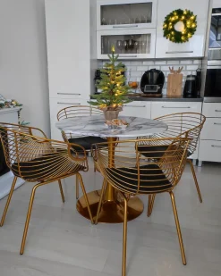 Tavolo da pranzo BOCA Marmo/Oro 90 cm 90 cm