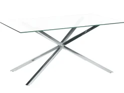 Tavolo da pranzo CORA Argento 160 cm 90 cm Vetro temperato