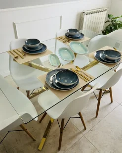 Tavolo da pranzo CORA Oro 160 cm 90 cm Vetro temperato