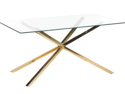 Tavolo da pranzo CORA Oro 160 cm 90 cm Vetro temperato