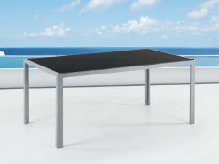Hot Beliani CATANIA 160 cm 91 cm Vetro Nero Argento Nero