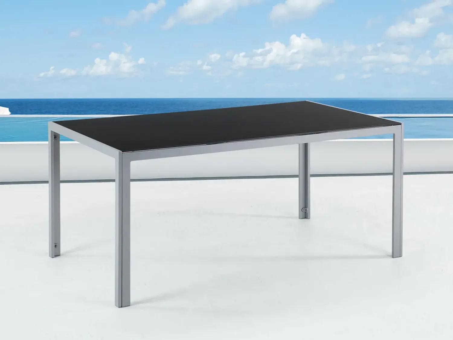 Hot Beliani CATANIA 160 cm 91 cm Vetro Nero Argento Nero