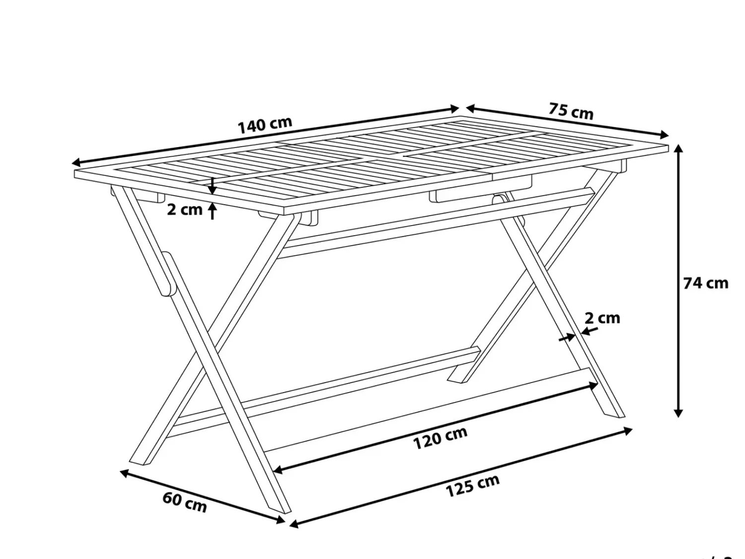 Discount Beliani CENTO 140 cm 75 cm Legno d'acacia Marrone