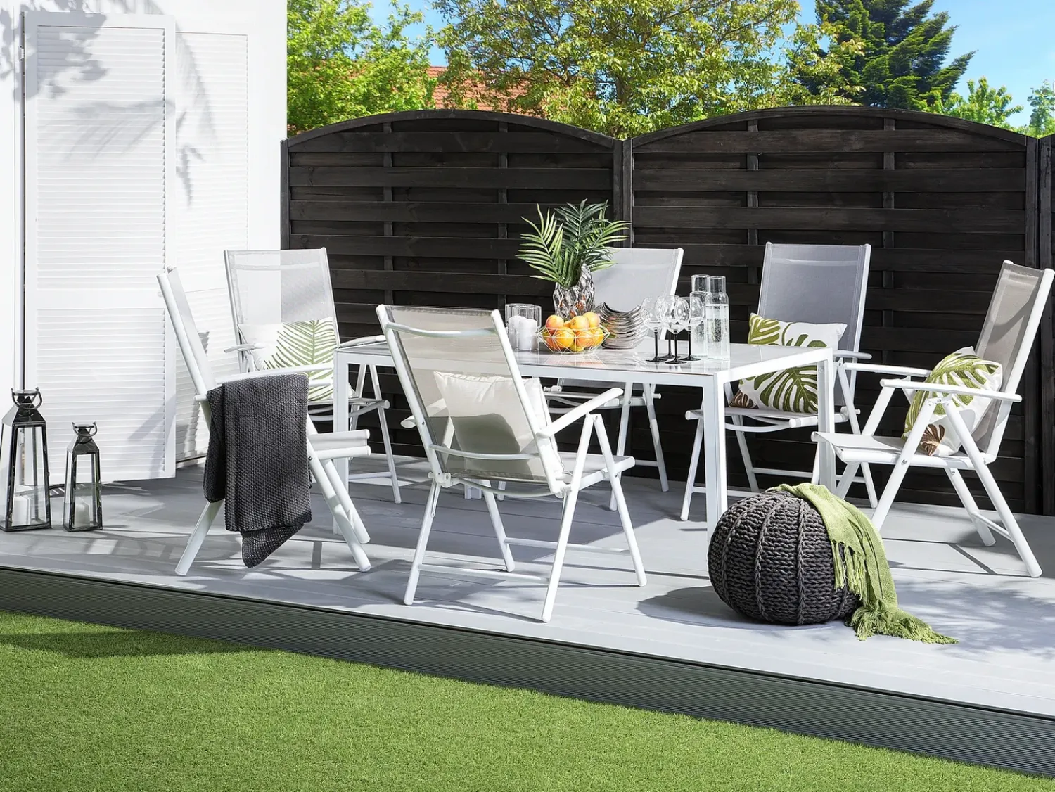 Sale Beliani CATANIA 160 cm 91 cm Vetro Grigio Bianco Grigio