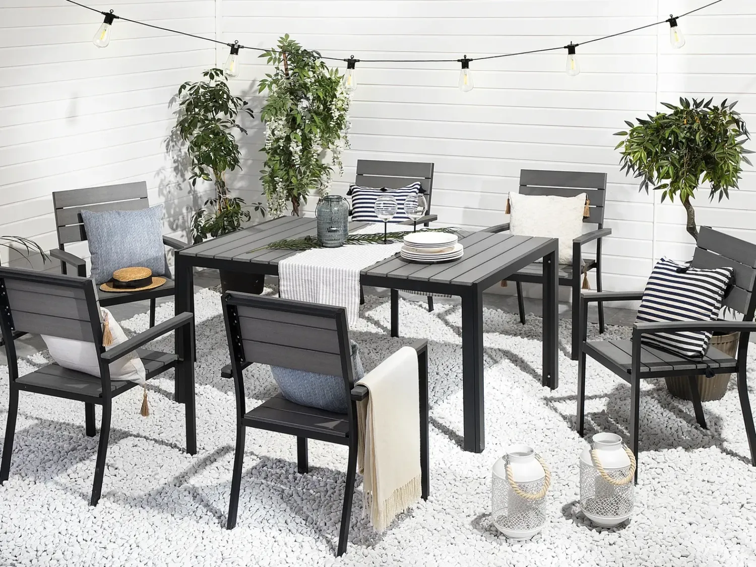 New Beliani COMO 150 cm 90 cm Grigio Grigio Nero