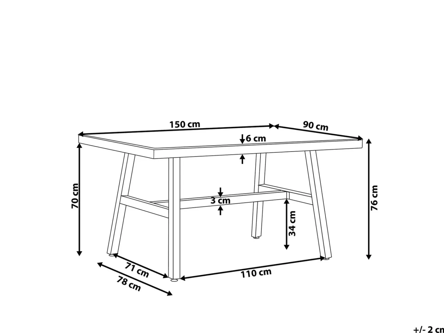 Clearance Beliani CANETTO 150 cm 90 cm Vetro Nero