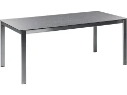Hot Beliani Tavolo da pranzo da giardino COSOLETO 180 cm 90 cm Vetro Nero Argento Nero