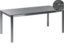 Hot Beliani Tavolo da pranzo da giardino COSOLETO 180 cm 90 cm Vetro Nero Argento Nero
