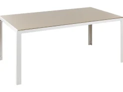 Outlet Beliani CATANIA 160 cm 91 cm Vetro Beige Bianco Beige