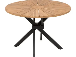 New Beliani Tavolo da pranzo da giardino CISSONE 110 cm 110 cm Legno d'acacia Marrone Marrone Nero