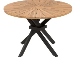 New Beliani Tavolo da pranzo da giardino CISSONE 110 cm 110 cm Legno d'acacia Marrone Marrone Nero