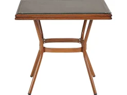 Sale Beliani Tavolo da pranzo da giardino CASPRI II 80 cm 80 cm Vetro Grigio Grigio Marrone