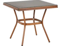 Sale Beliani Tavolo da pranzo da giardino CASPRI II 80 cm 80 cm Vetro Grigio Grigio Marrone