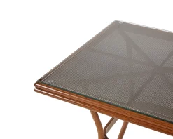Sale Beliani Tavolo da pranzo da giardino CASPRI II 80 cm 80 cm Vetro Grigio Grigio Marrone