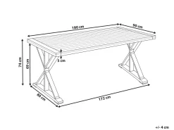 Outlet Beliani Tavolo da pranzo da giardino CALABRITTO 90 cm 180 cm Legno d'acacia Marrone