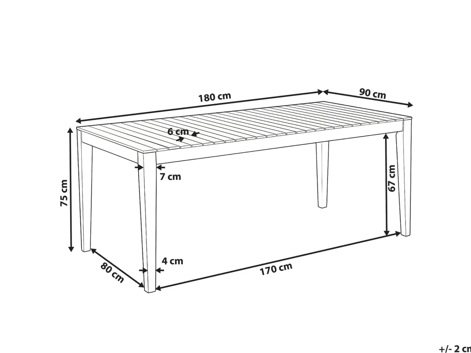 Outlet Beliani CHIOGGIA 90 cm 180 cm Legno di acacia certificato chiaro Marrone