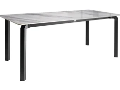 Beliani Tavolo da pranzo da giardino FELETTO 180 cm 90 cm Pietra Marmo Grigio Grigio Nero
