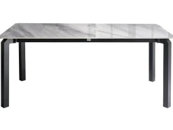 Beliani Tavolo da pranzo da giardino FELETTO 180 cm 90 cm Pietra Marmo Grigio Grigio Nero