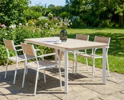 Best Beliani Tavolo da pranzo da giardino FELETTO 180 cm 90 cm Pietra Effetto travertino Bianco Beige