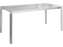 Sale Beliani Tavolo da pranzo da giardino FELETTO 180 cm 90 cm Pietra Marmo Bianco