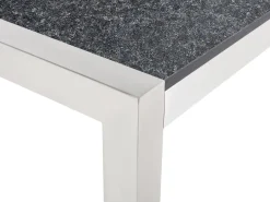 Clearance Beliani Tavolo da pranzo da giardino GROSSETO 100 cm fiammato Granito Grigio grafite Argento Grigio Nero
