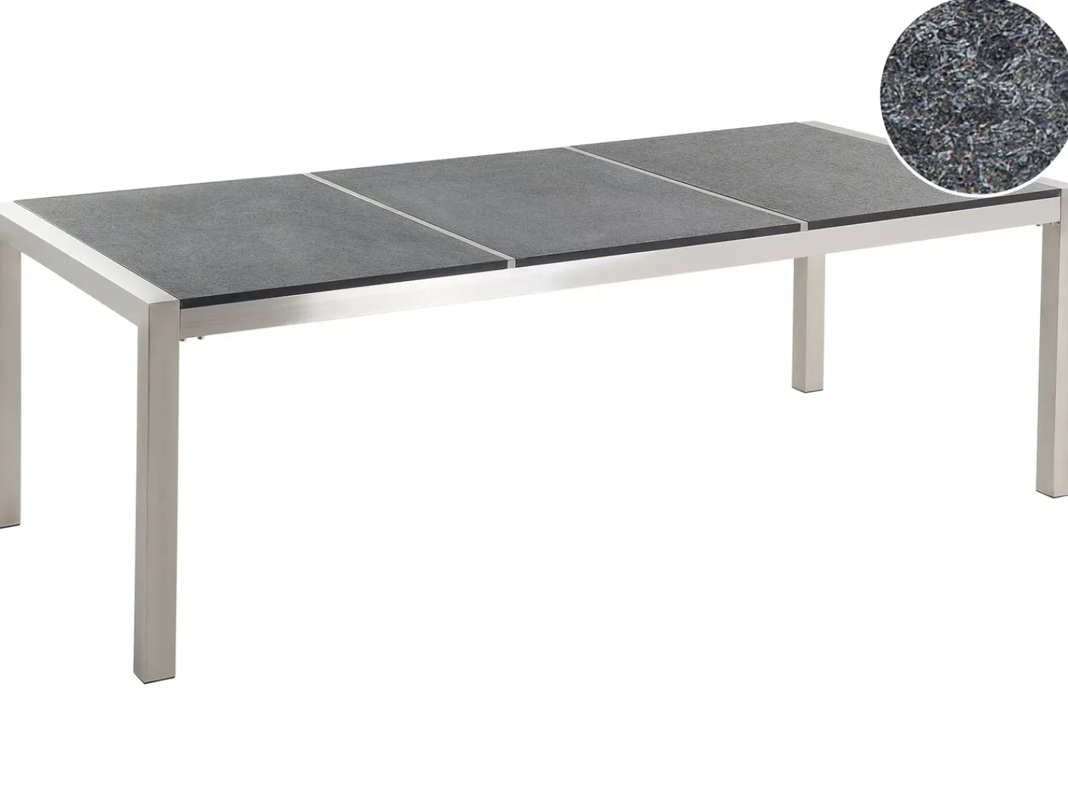 Clearance Beliani Tavolo da pranzo da giardino GROSSETO 100 cm fiammato Granito Grigio grafite Argento Grigio Nero
