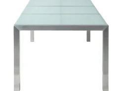 Clearance Beliani Tavolo da pranzo da giardino GROSSETO 220 cm 100 cm Vetro incrinato Trasparente Trasparente Argento